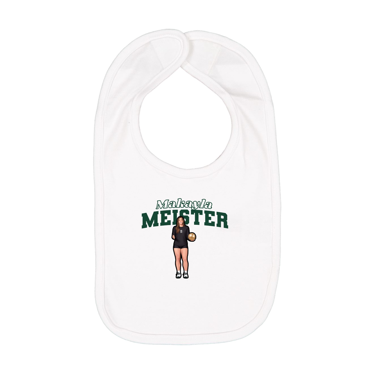 Infant Bib — Name Arch in White
