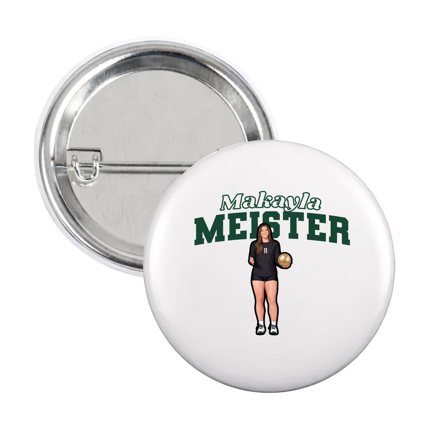 Game Day Button — Name Arch in White
