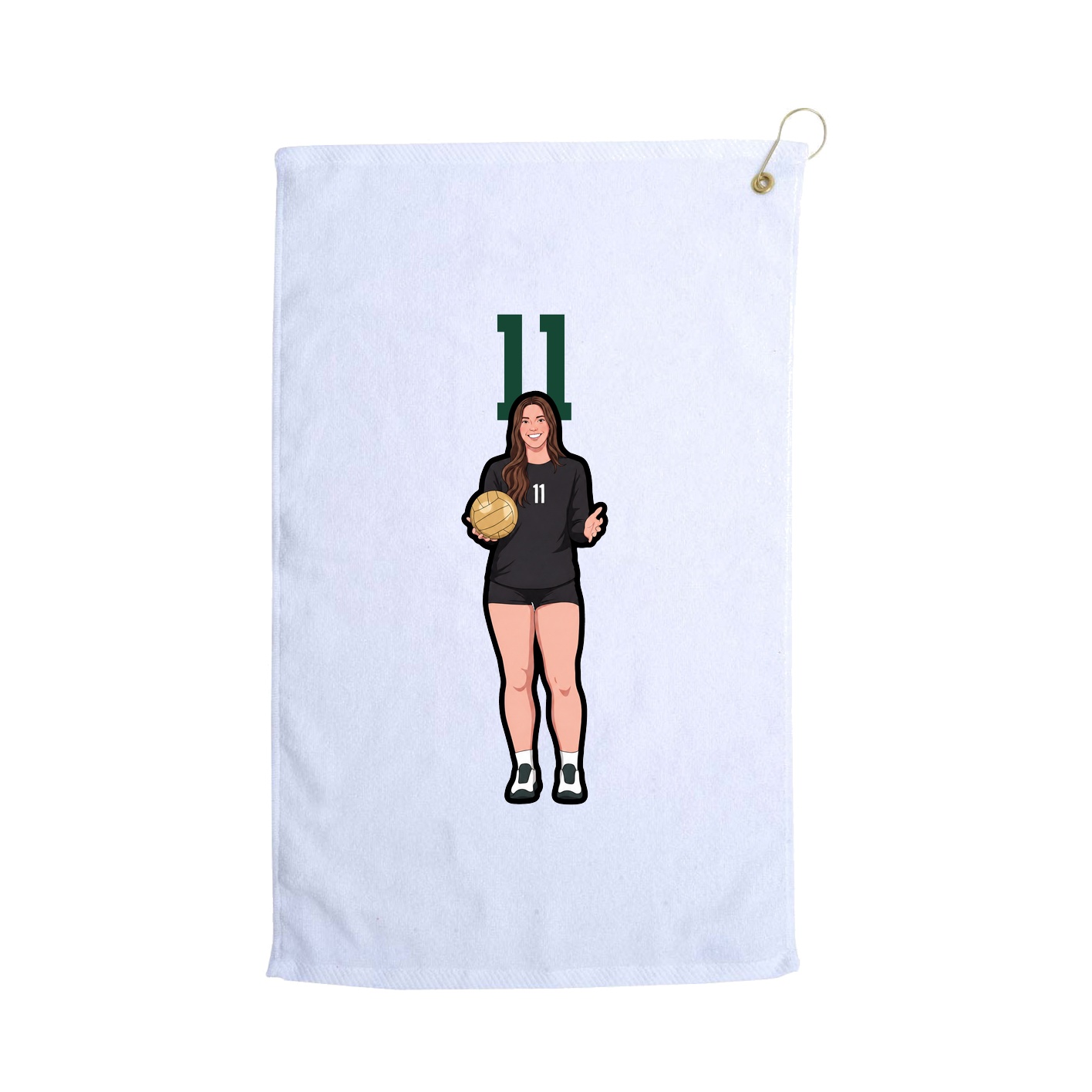 Golf Towel — Number Top in White
