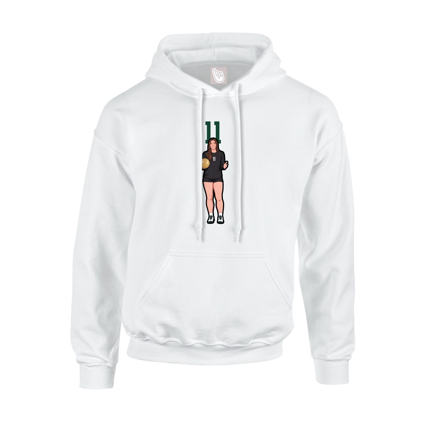 Youth Hoodie — Number Top in White
