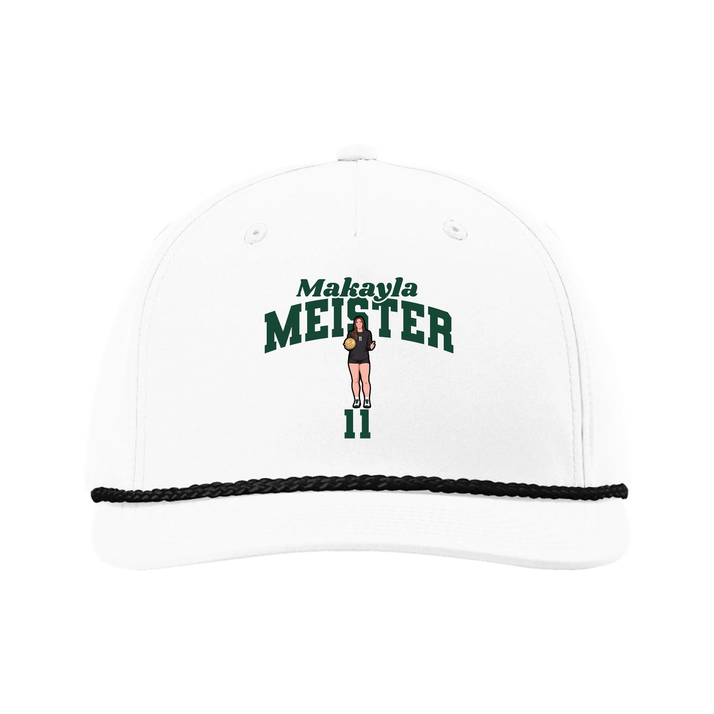Five-Panel Classic Rope Cap — Signature Arch in White