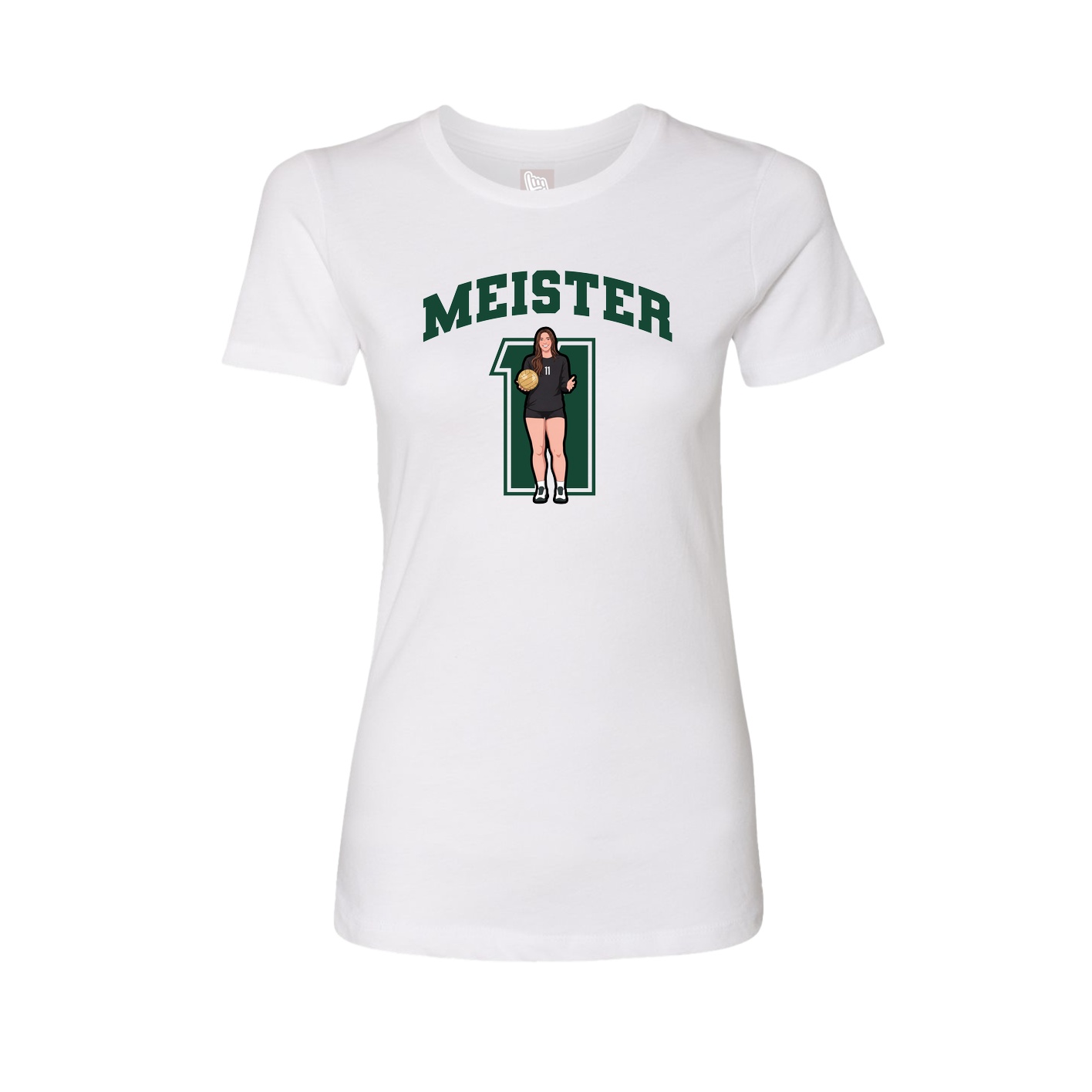 Fitted Women's Tee — Number in White
