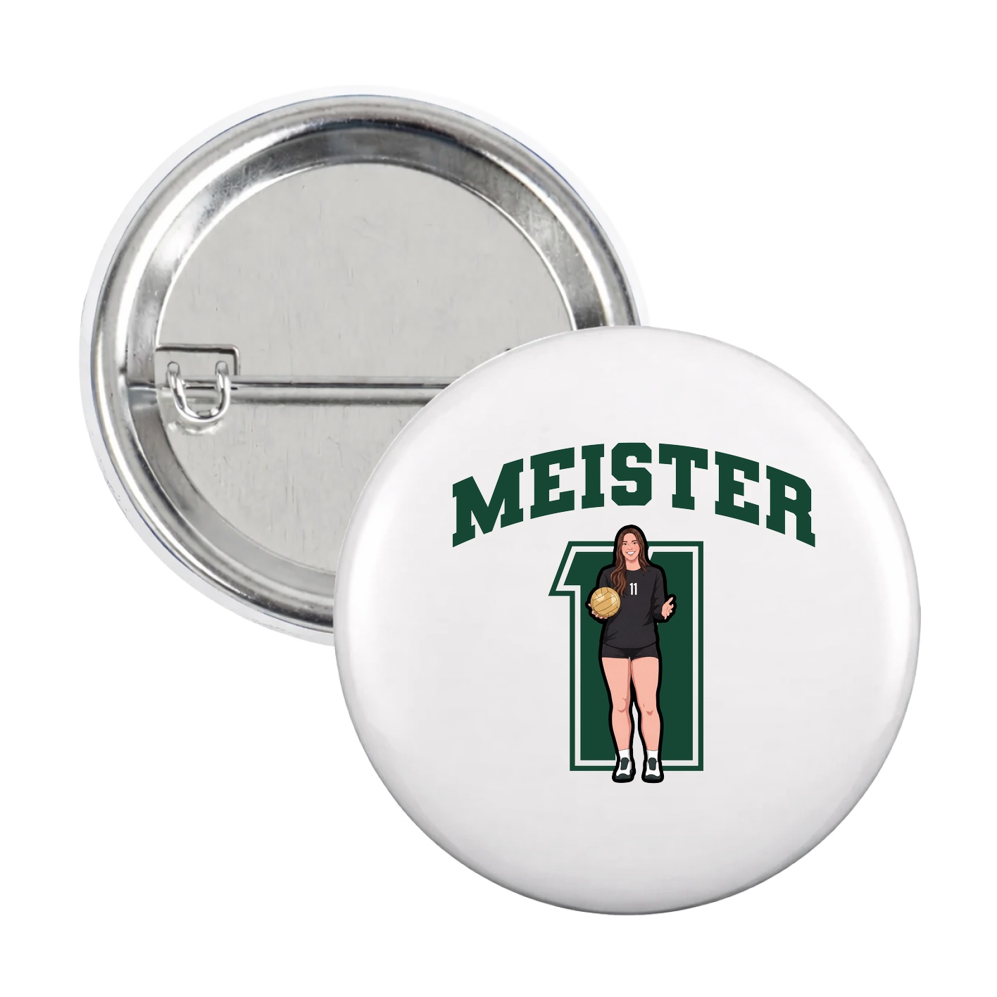 Game Day Button — Number in White