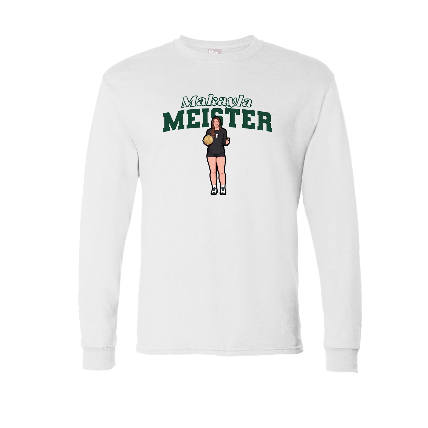 Long Sleeve Tee — Name Arch in White