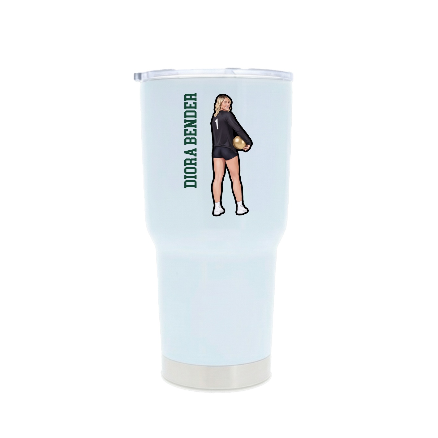 30oz Stainless Steel Tumbler — Name Vertical in White