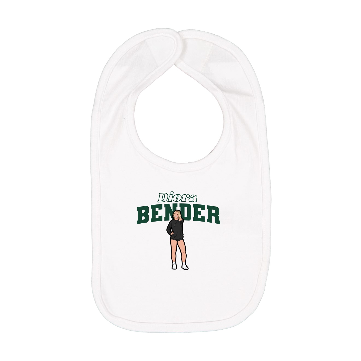 Infant Bib — Name Arch in White