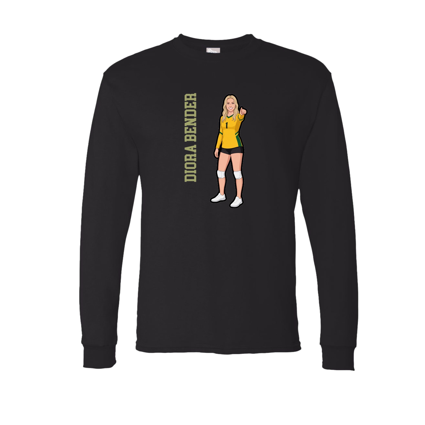 Long Sleeve Tee — Name Vertical in Black