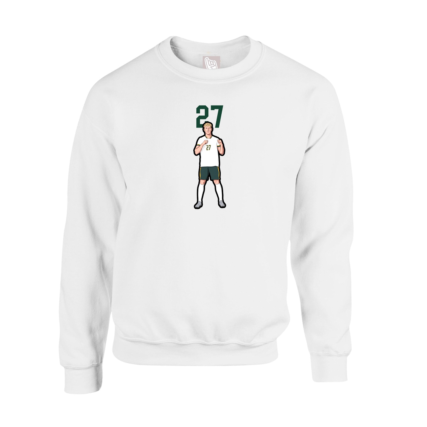 Fleece Crew — Number Top in White