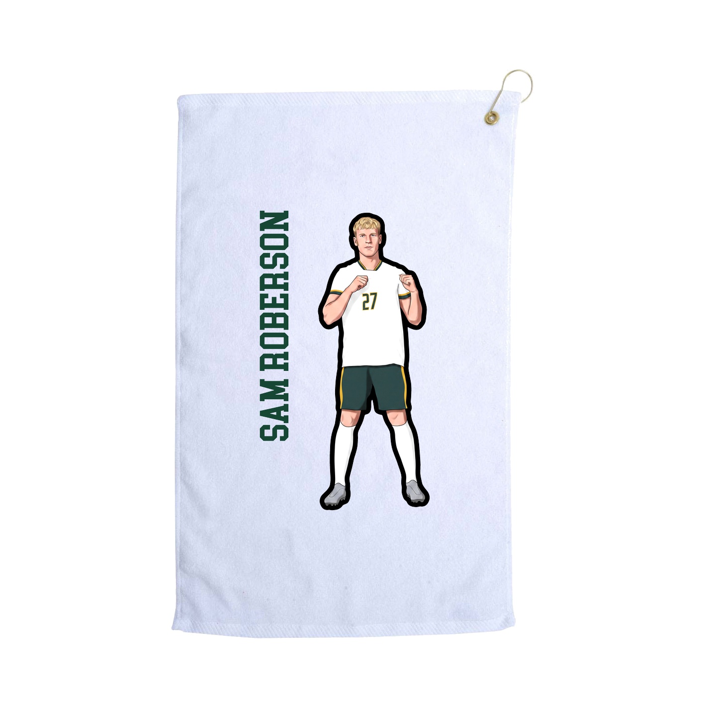 Golf Towel — Name Vertical in White