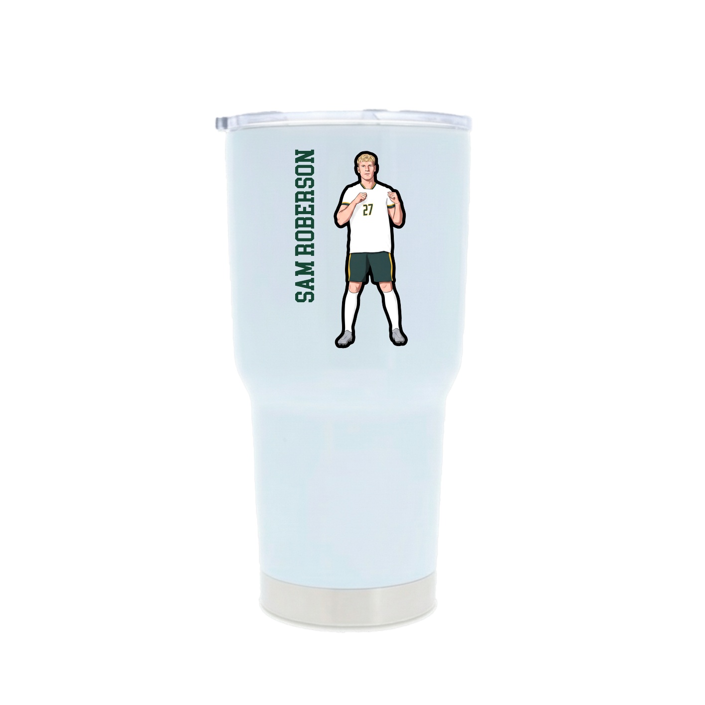 30oz Stainless Steel Tumbler — Name Vertical in White