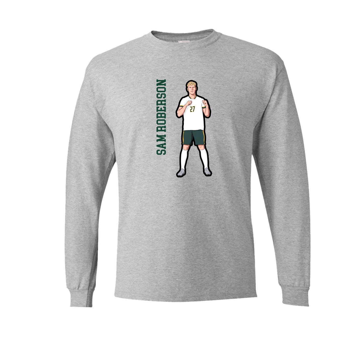 Long Sleeve Tee — Name Vertical in Grey