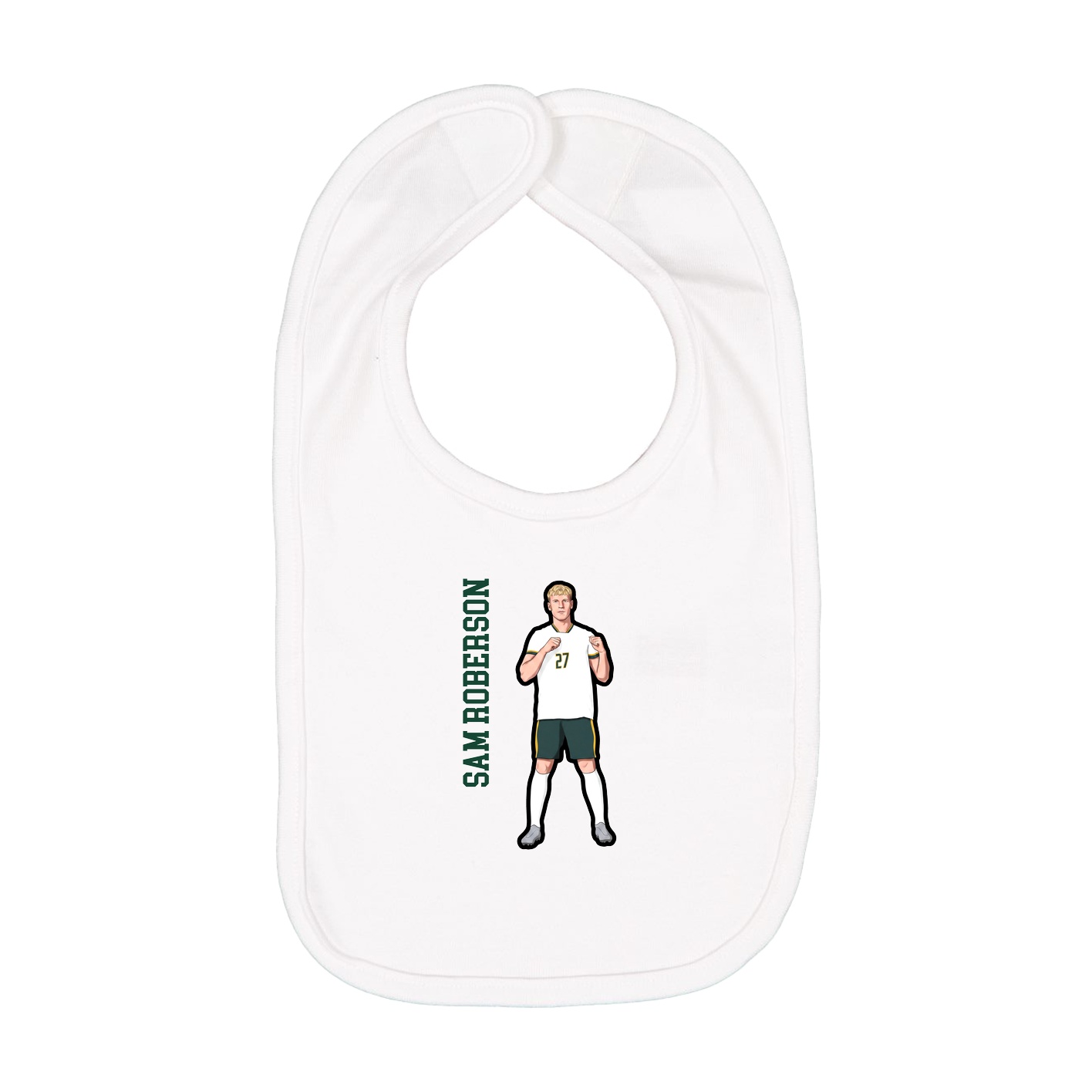 Infant Bib — Name Vertical in White