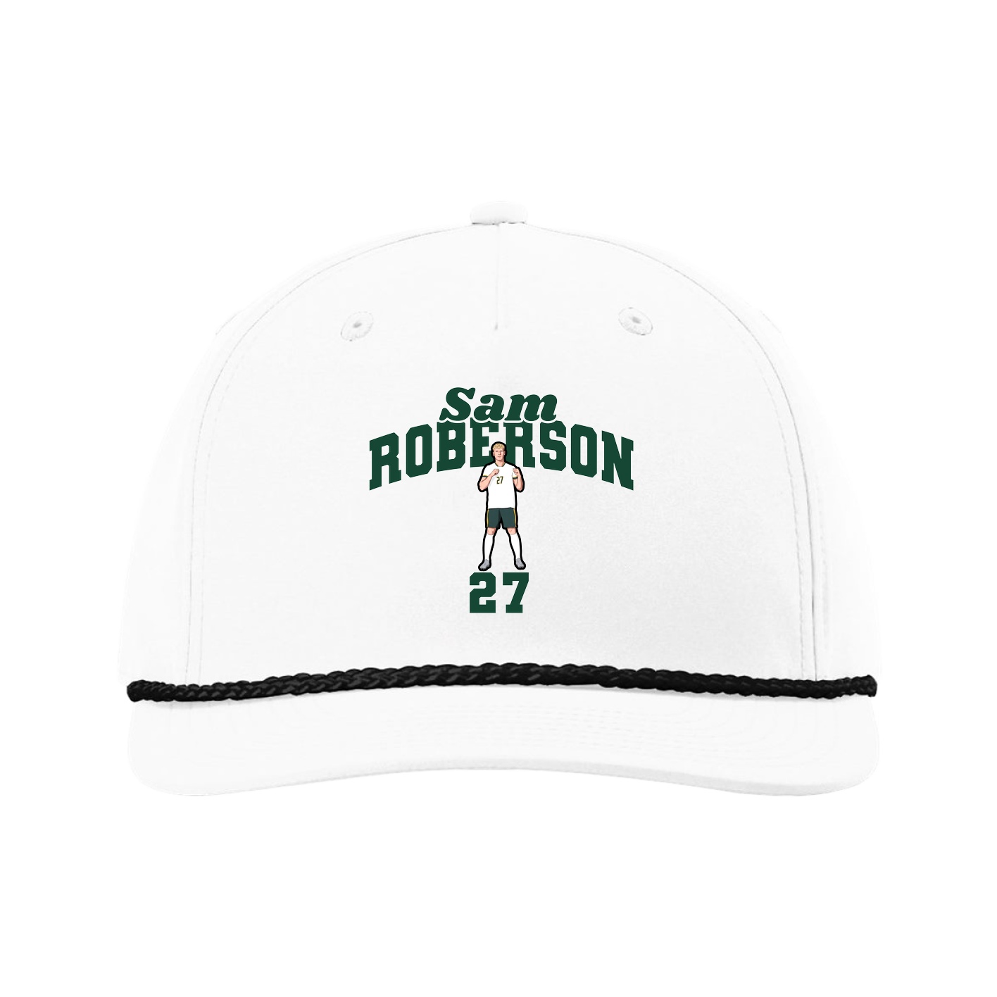Five-Panel Classic Rope Cap — Signature Arch in White