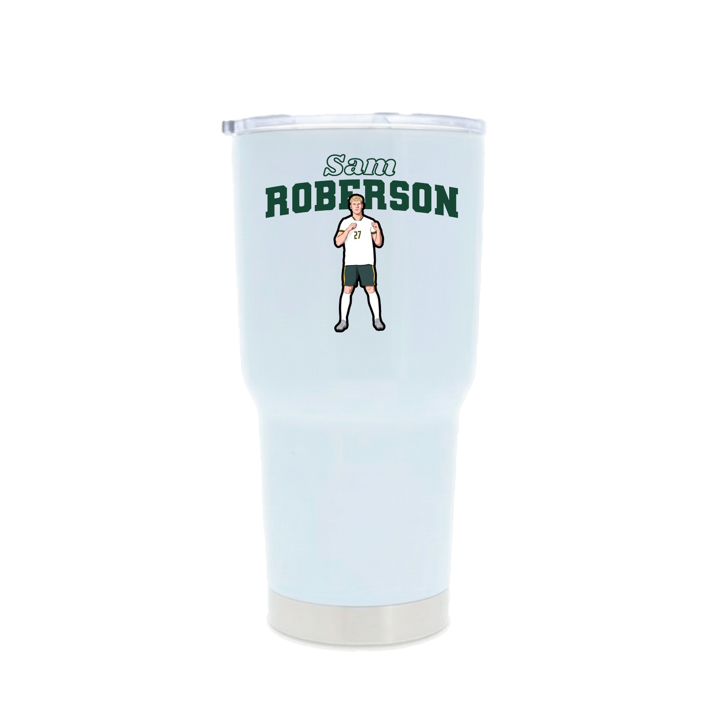 30oz Stainless Steel Tumbler — Name Arch in White