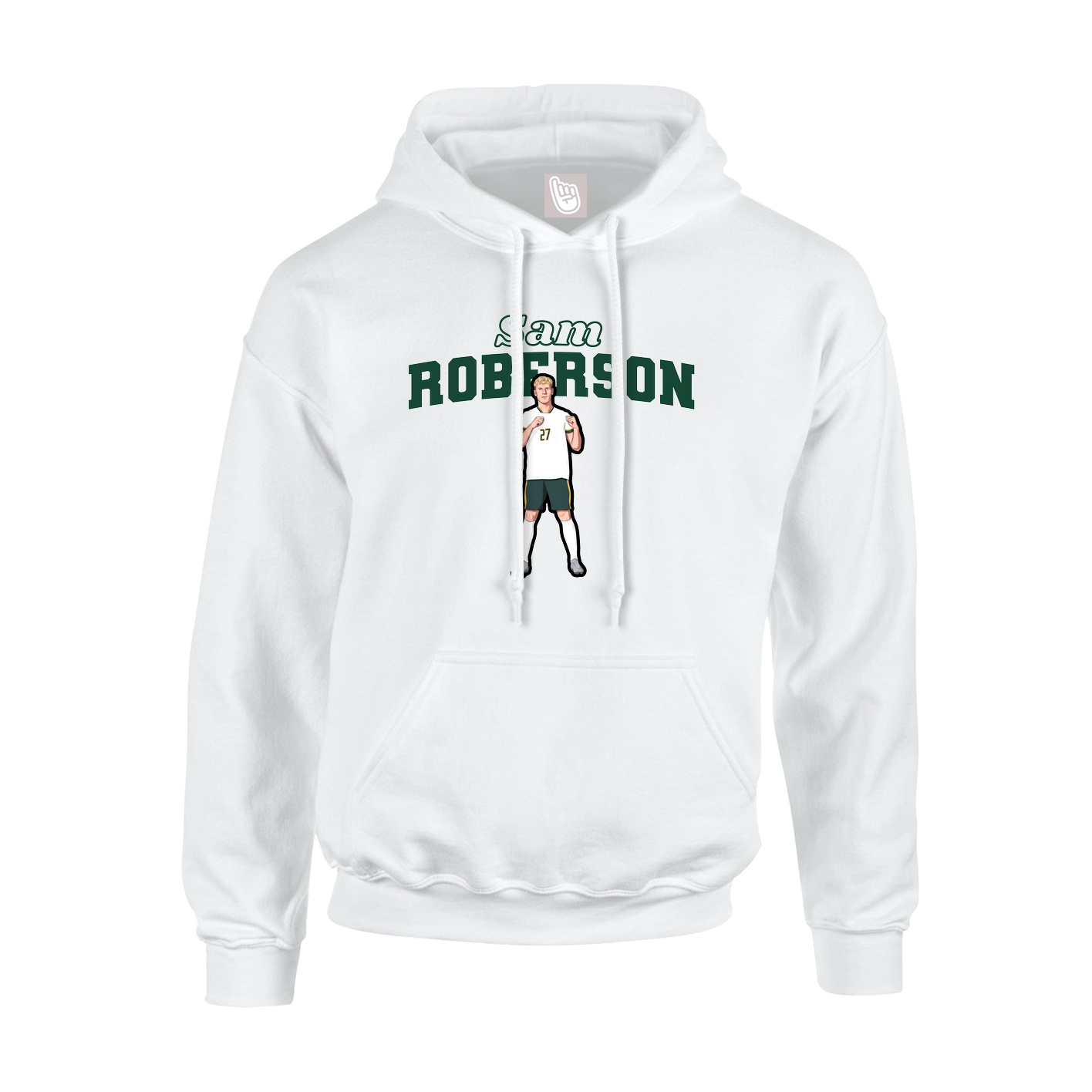 Youth Hoodie — Name Arch in White