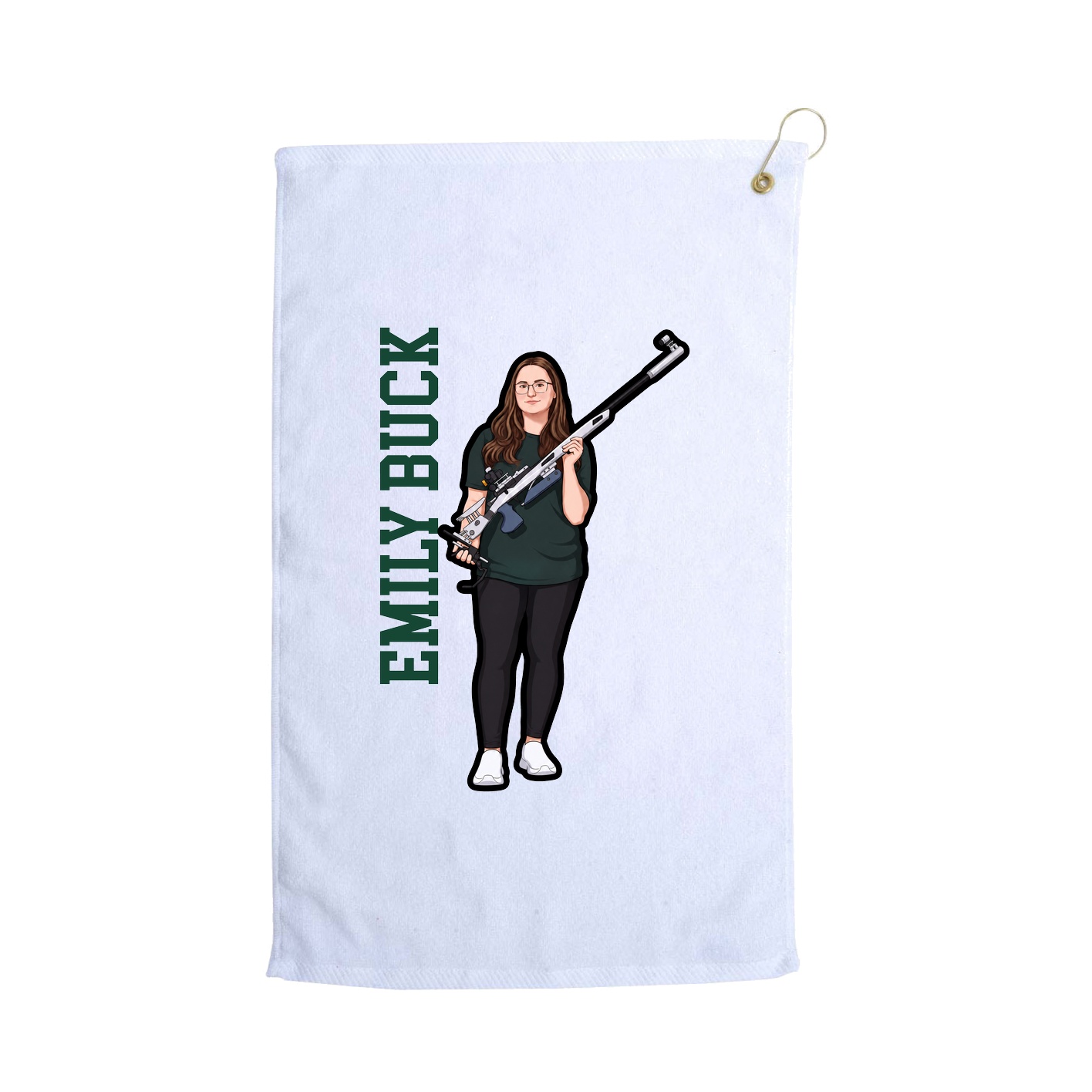 Golf Towel — Name Vertical in White