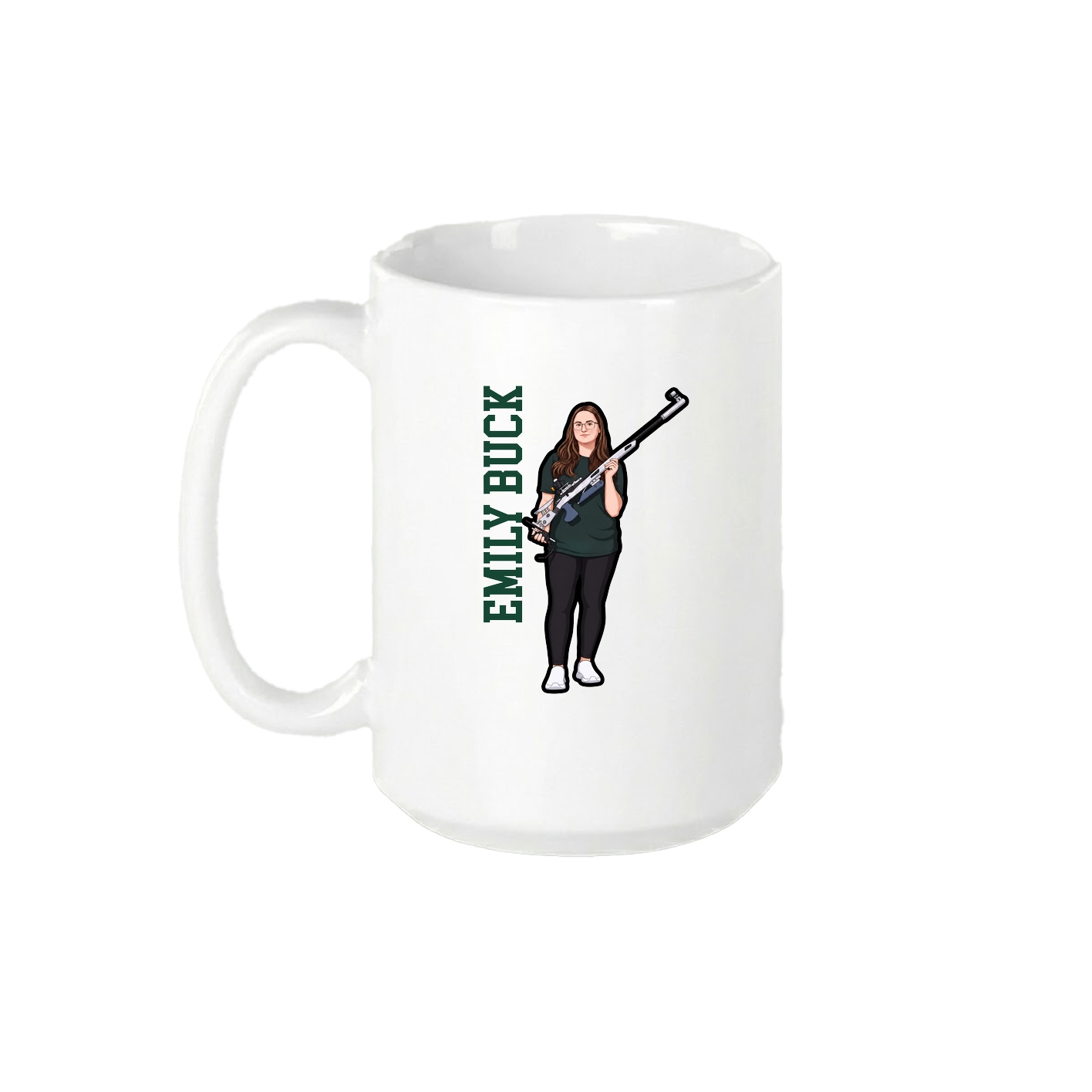 15oz Coffee Mug — Name Vertical in White