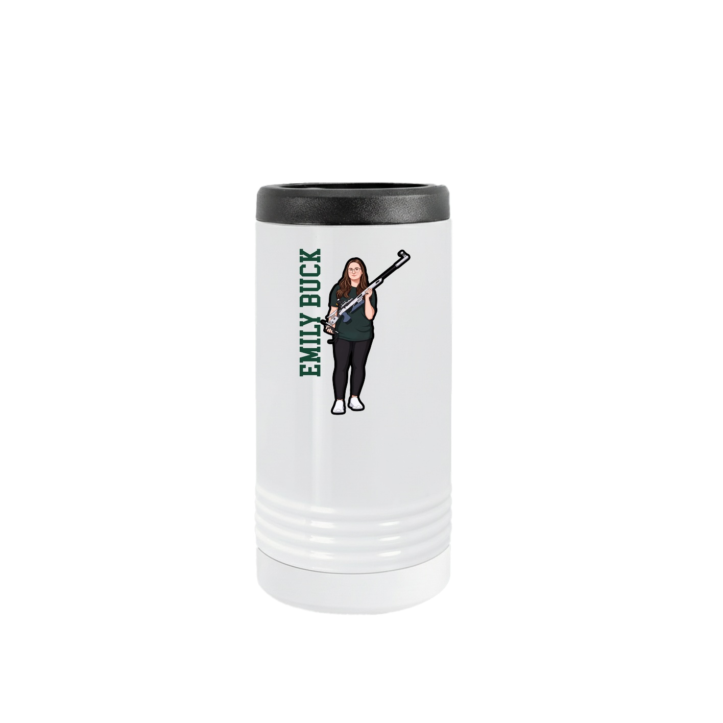 Slim Beverage Holder — Name Vertical in White