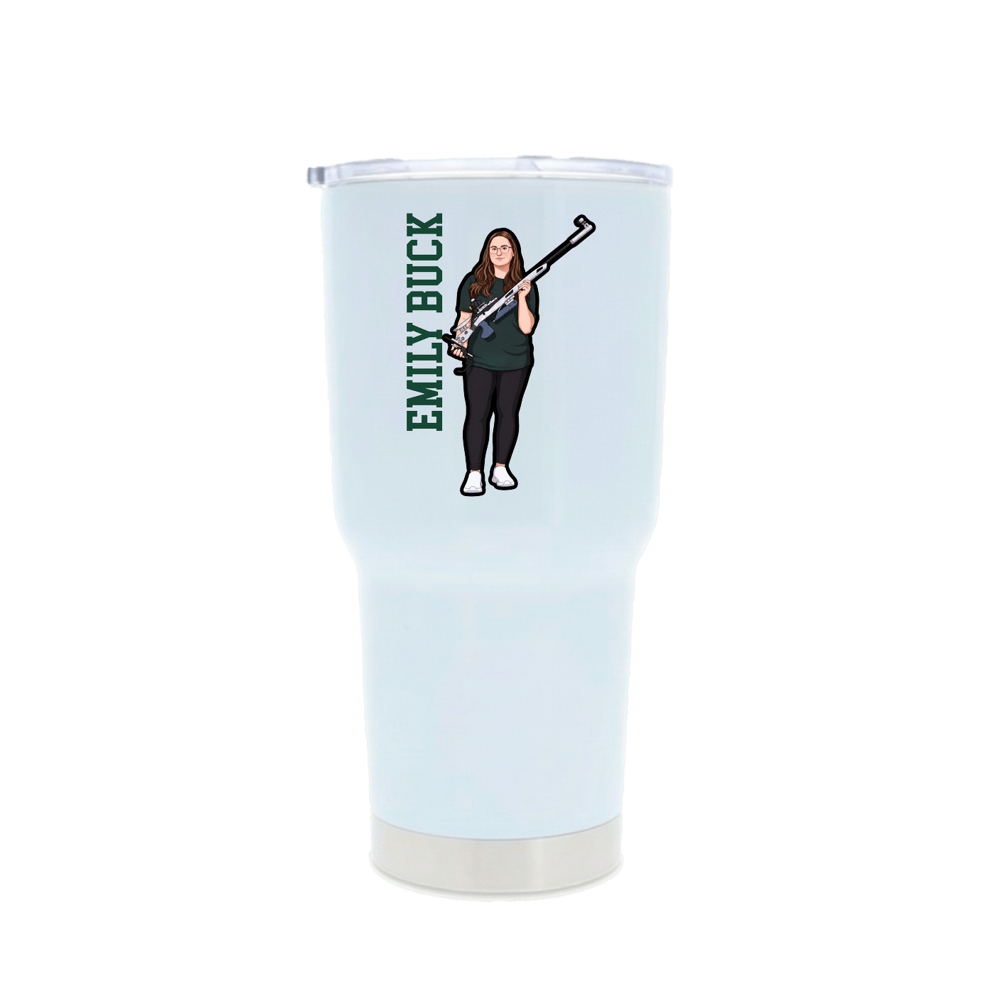 30oz Stainless Steel Tumbler — Name Vertical in White