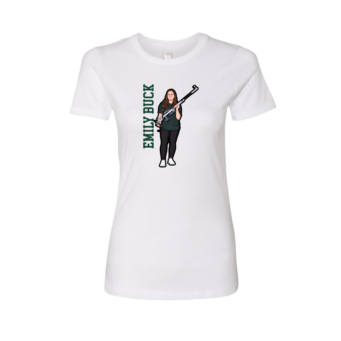 Fitted Women's Tee — Name Vertical in White