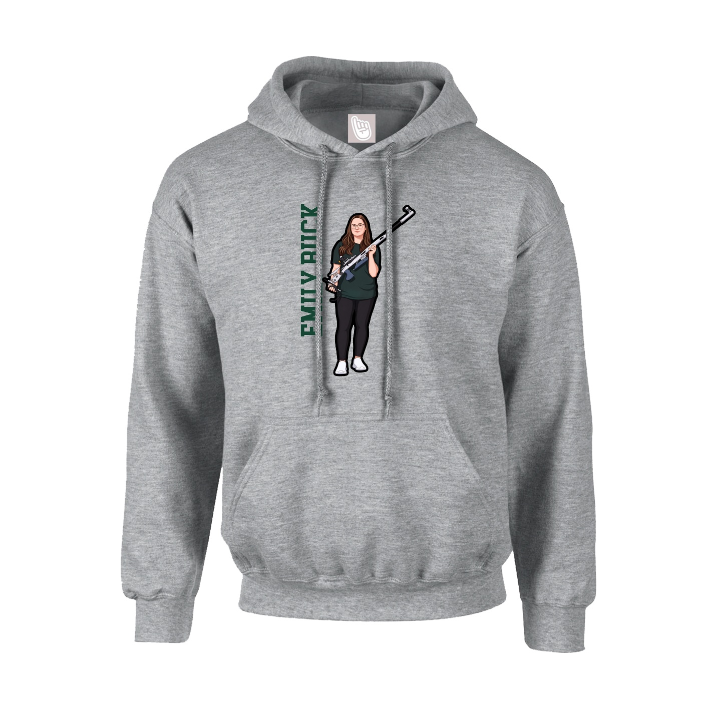 Hoodie — Name Vertical in Grey