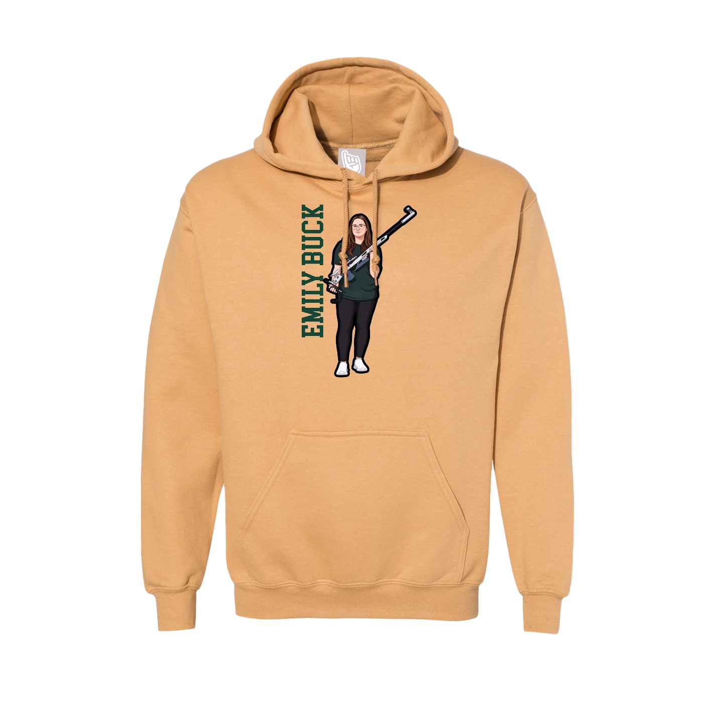 Hoodie — Name Vertical in Vegas Gold