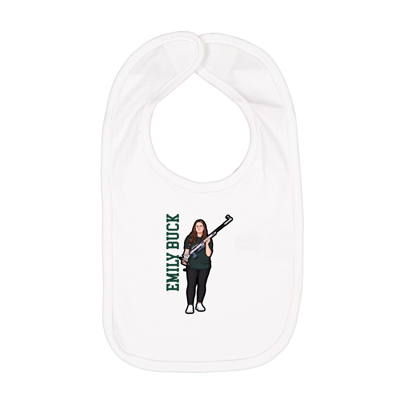 Infant Bib — Name Vertical in White