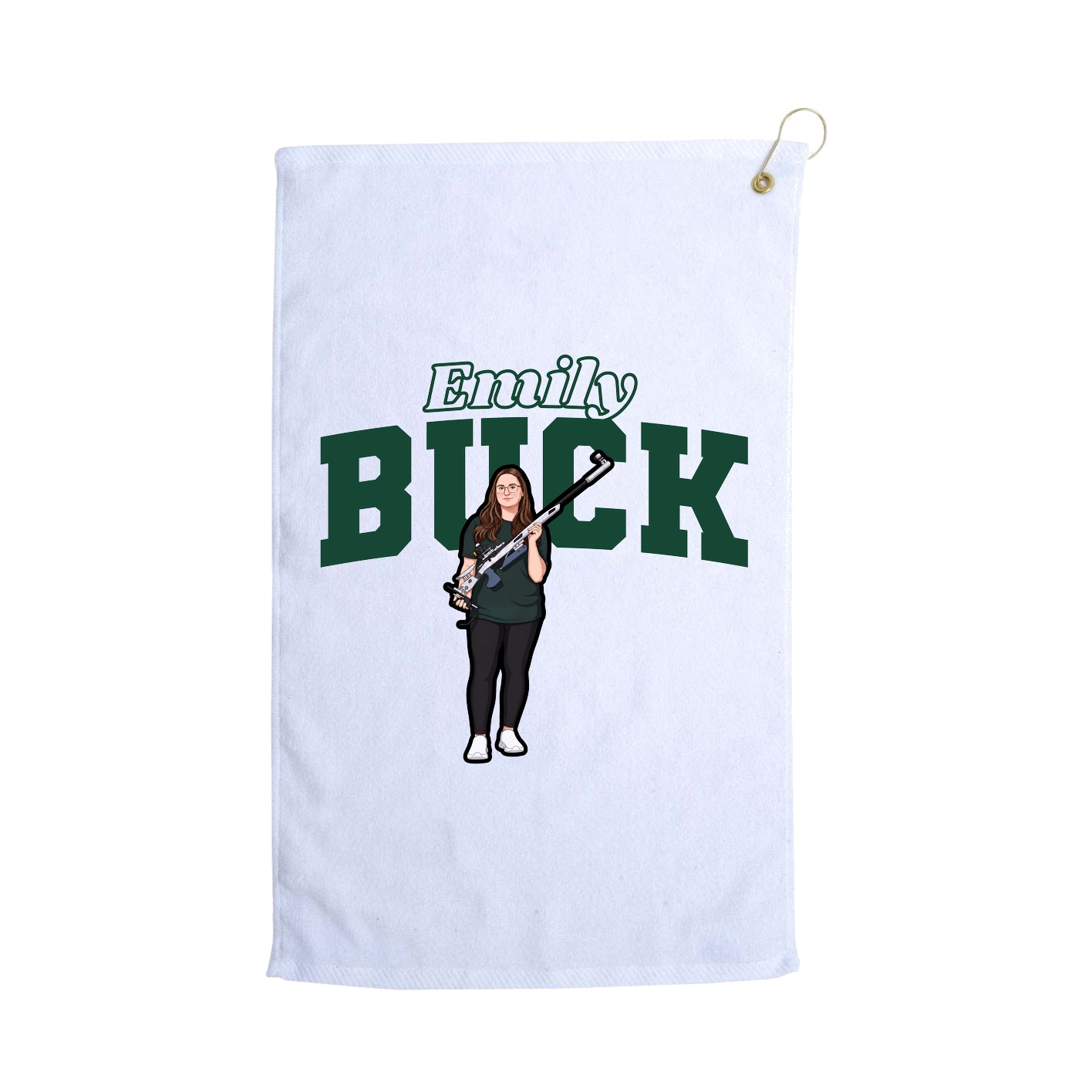Golf Towel — Name Arch in White