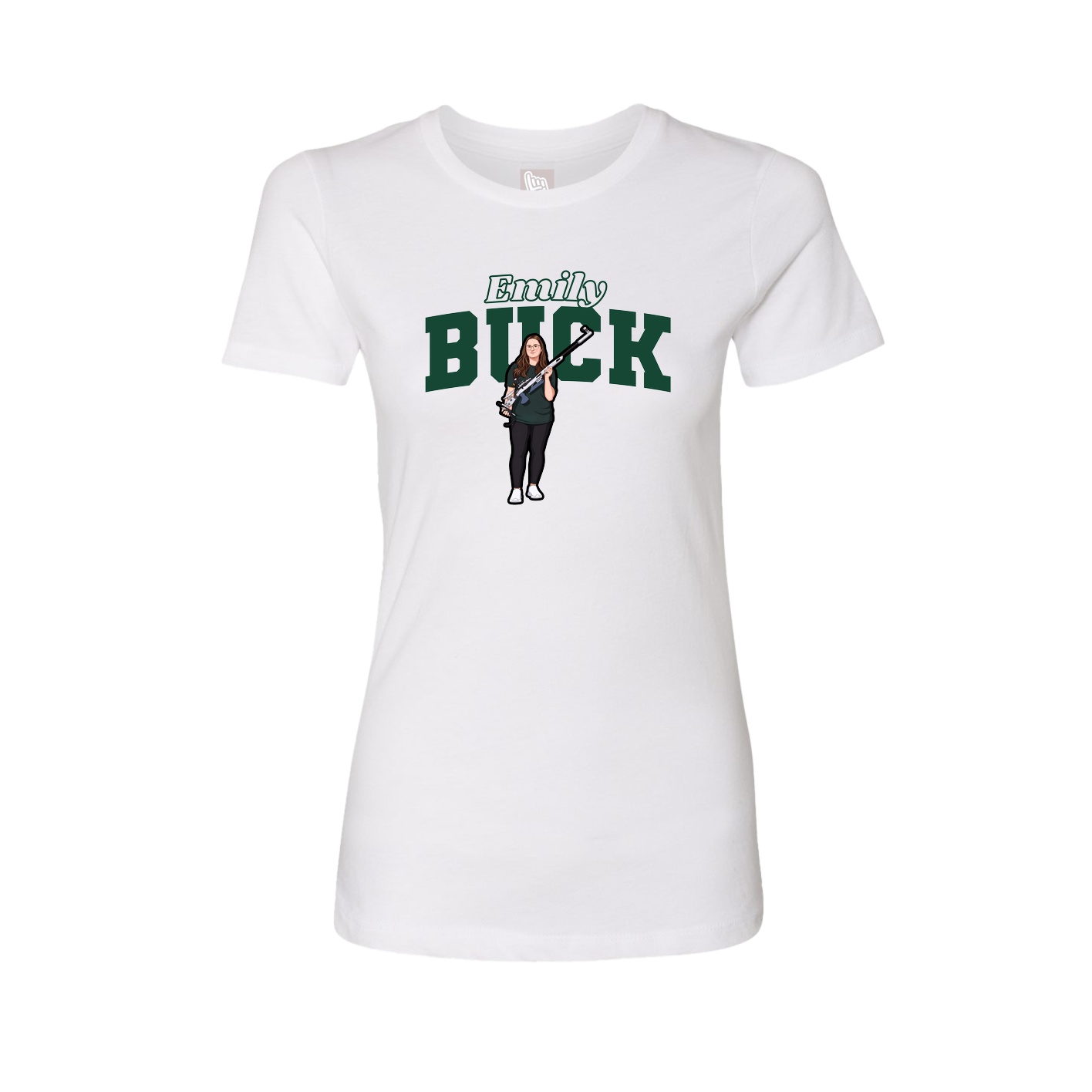 Fitted Women's Tee — Name Arch in White