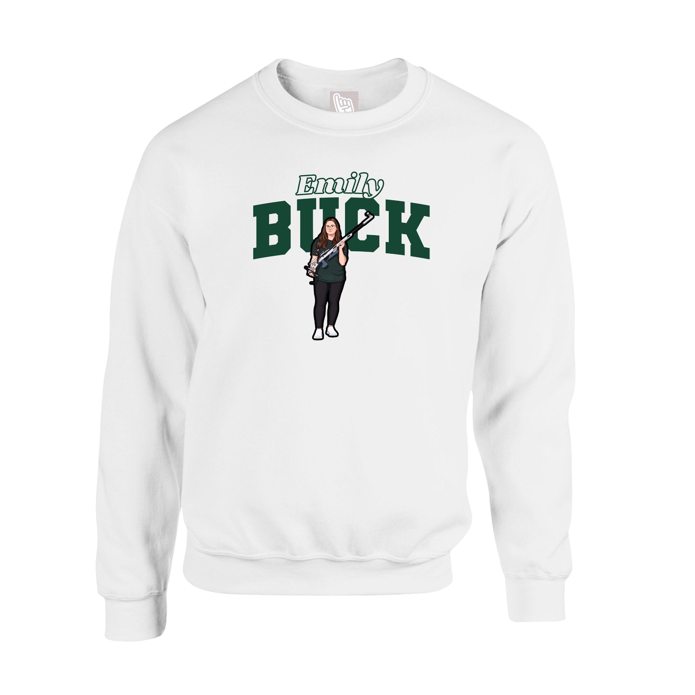 Fleece Crew — Name Arch in White