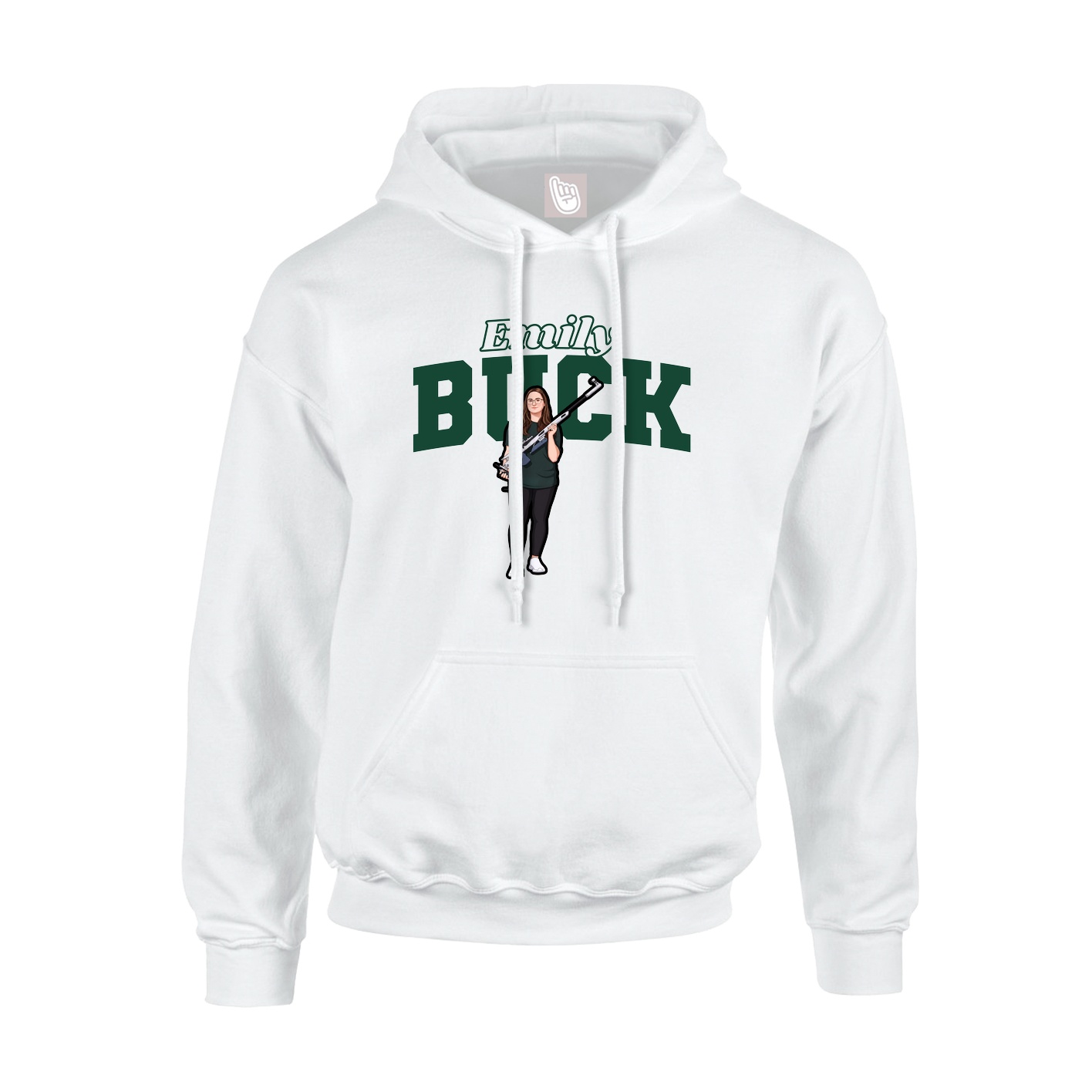 Youth Hoodie — Name Arch in White