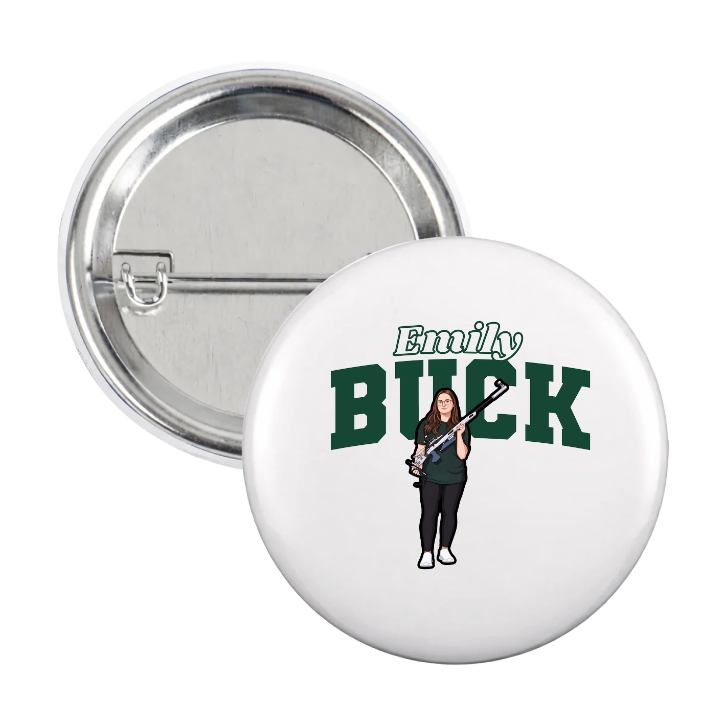 Game Day Button — Name Arch in White