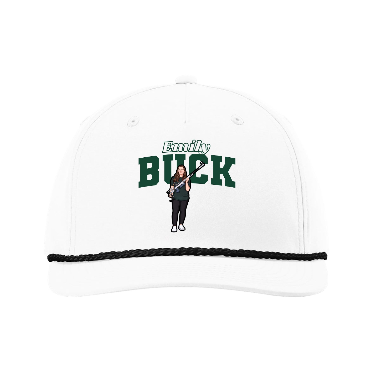 Five-Panel Classic Rope Cap — Name Arch in White