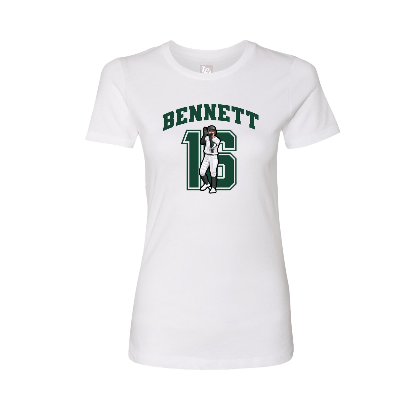 Fitted Women's Tee — Number in White