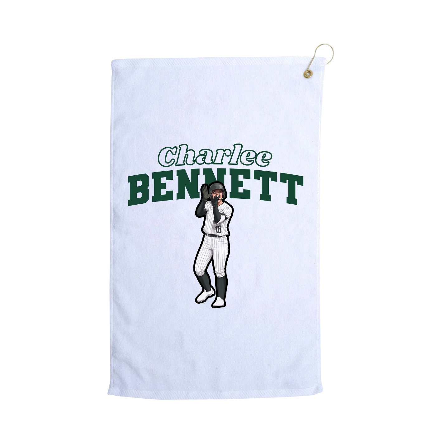 Golf Towel — Name Arch in White