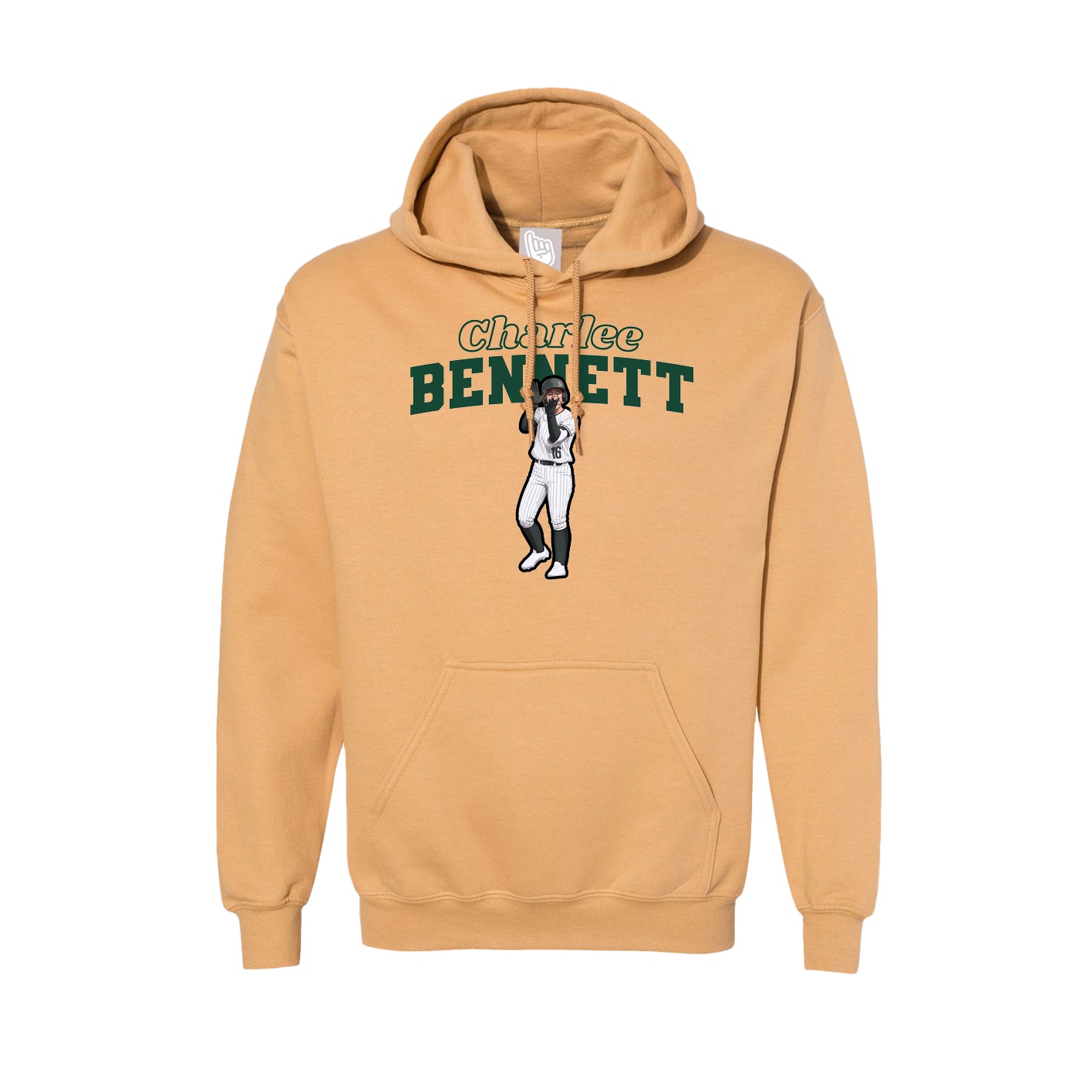 Hoodie — Name Arch in Vegas Gold