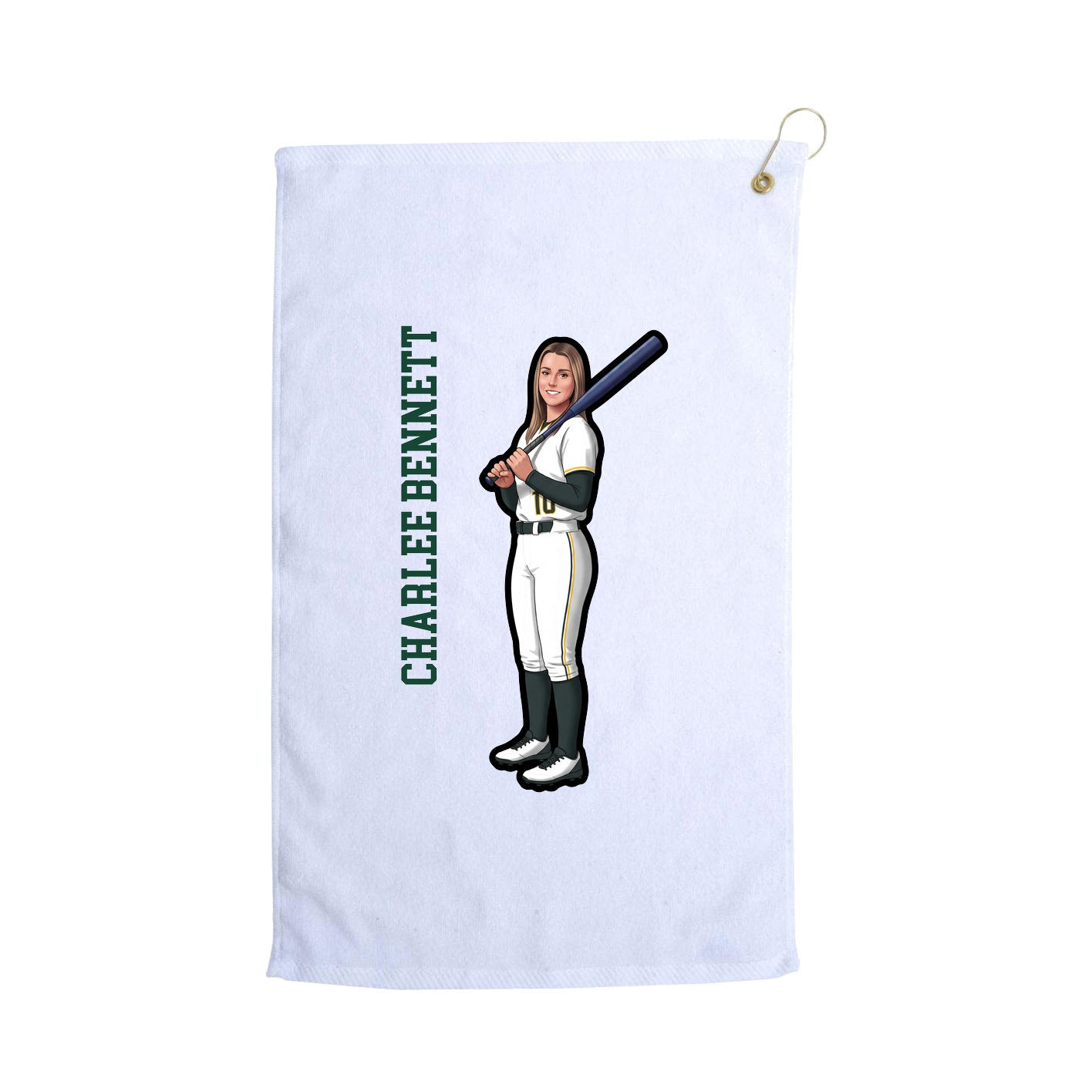 Golf Towel — Name Vertical in White