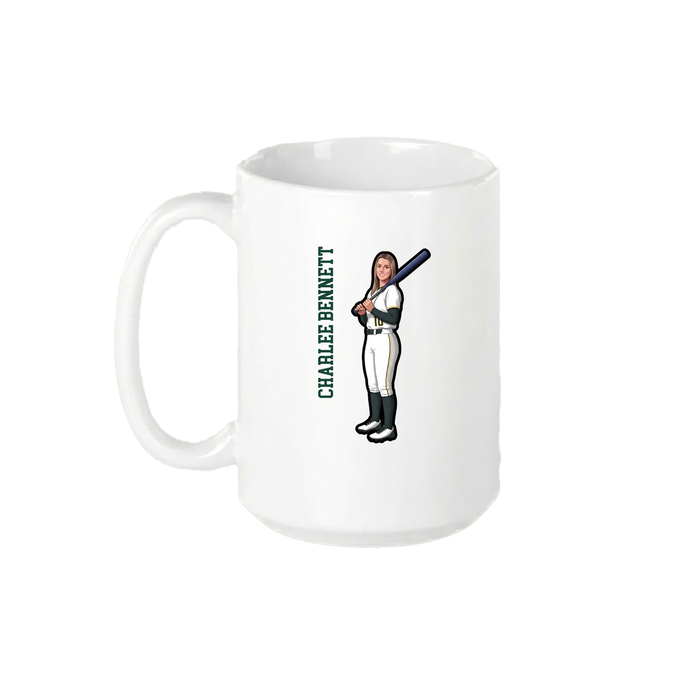 15oz Coffee Mug — Name Vertical in White