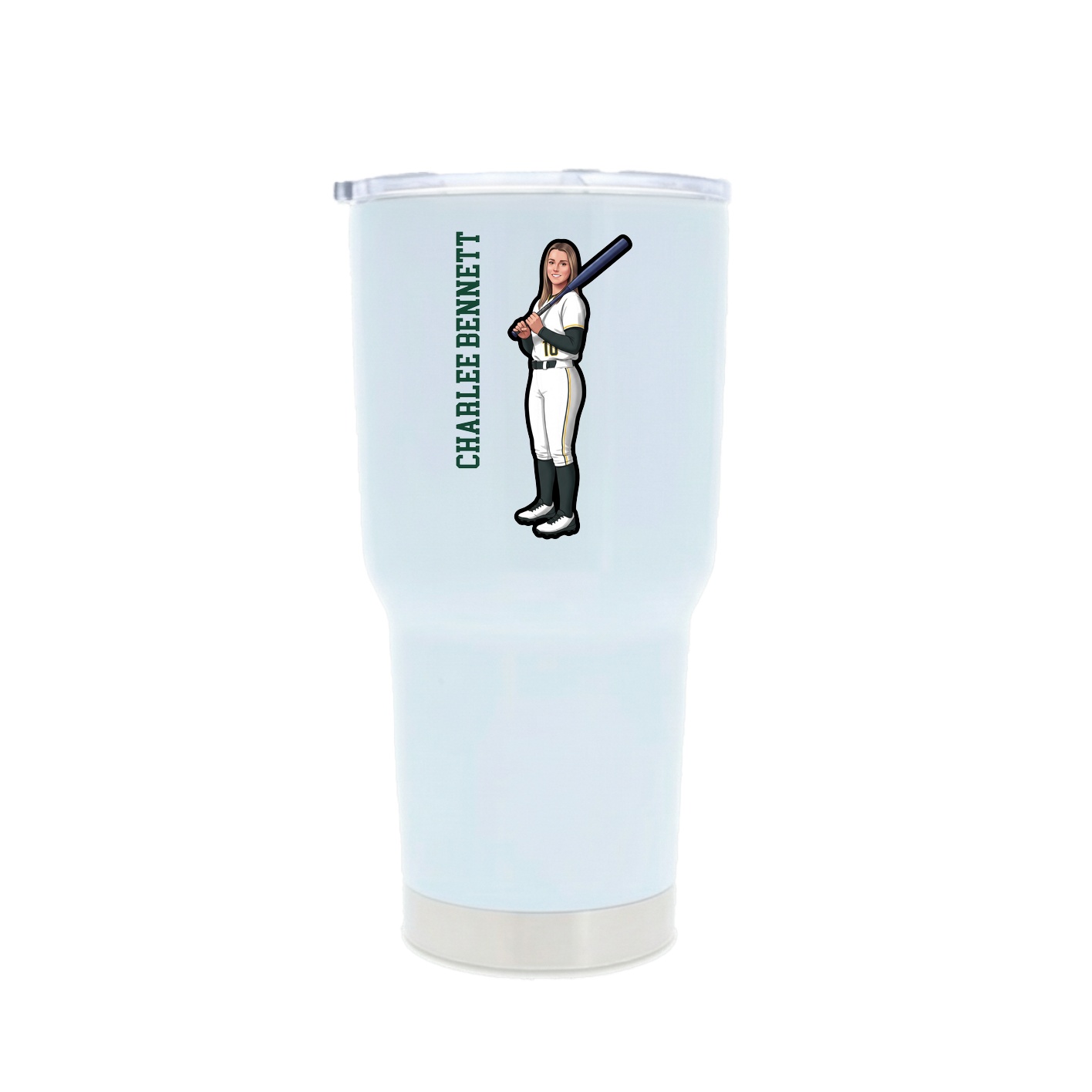 30oz Stainless Steel Tumbler — Name Vertical in White