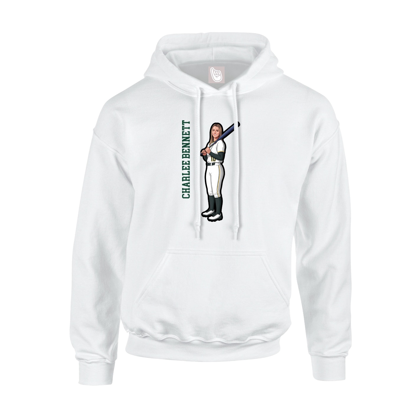 Youth Hoodie — Name Vertical in White