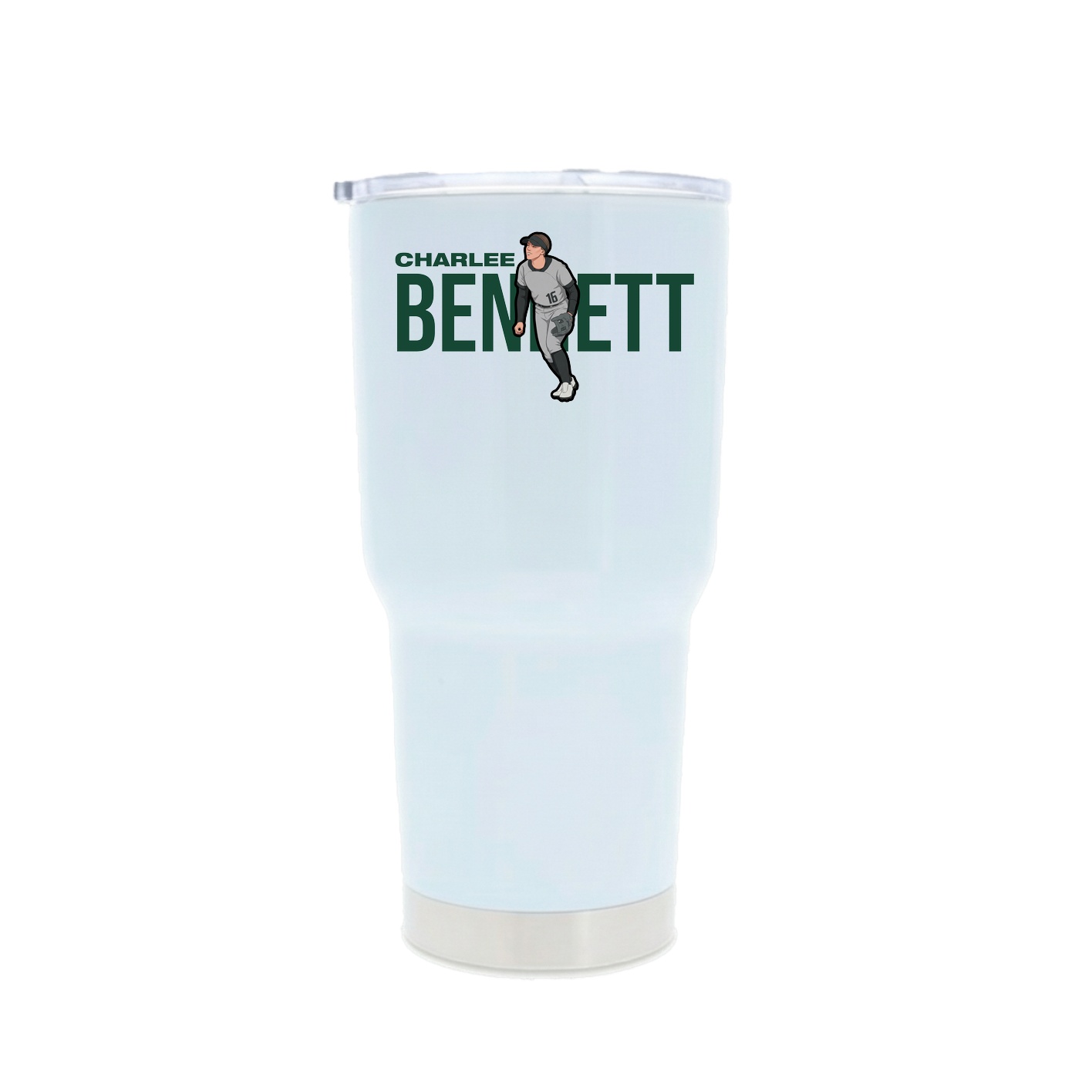 30oz Stainless Steel Tumbler — Player Name in White