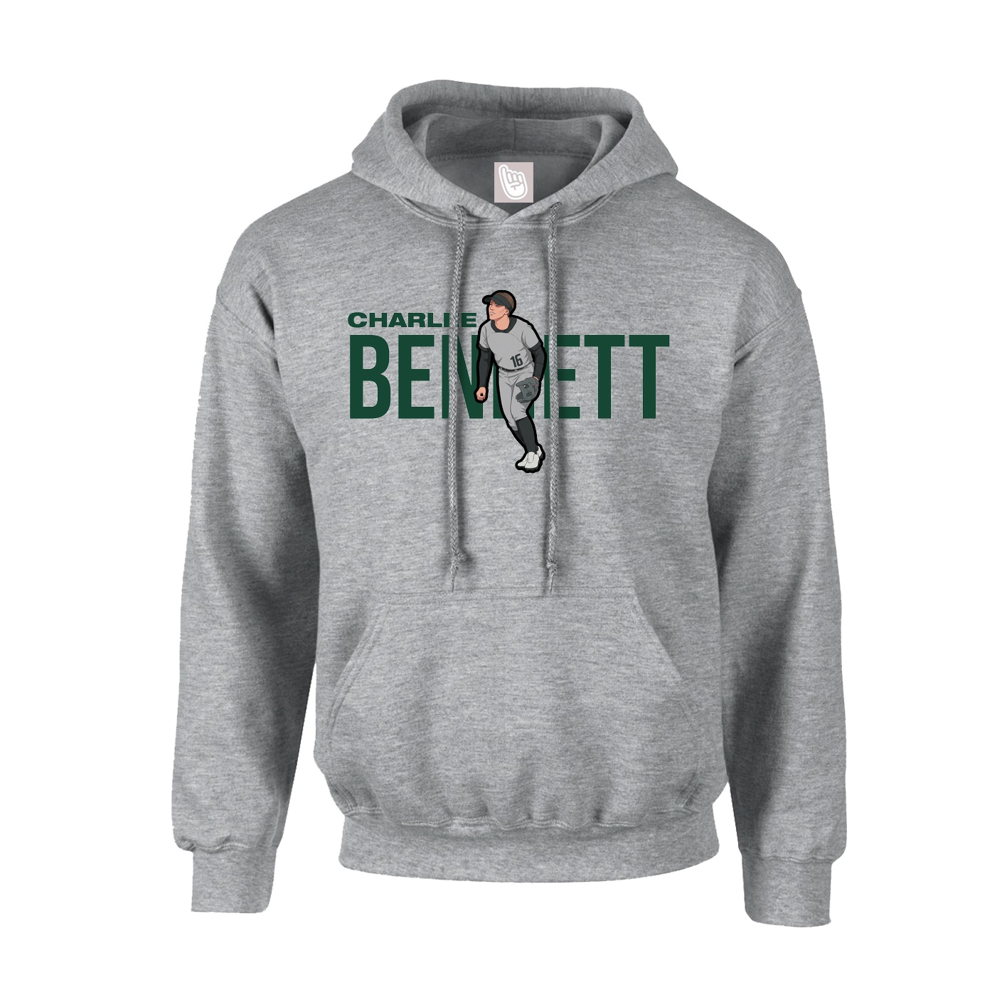 Youth Hoodie — Player Name in Grey