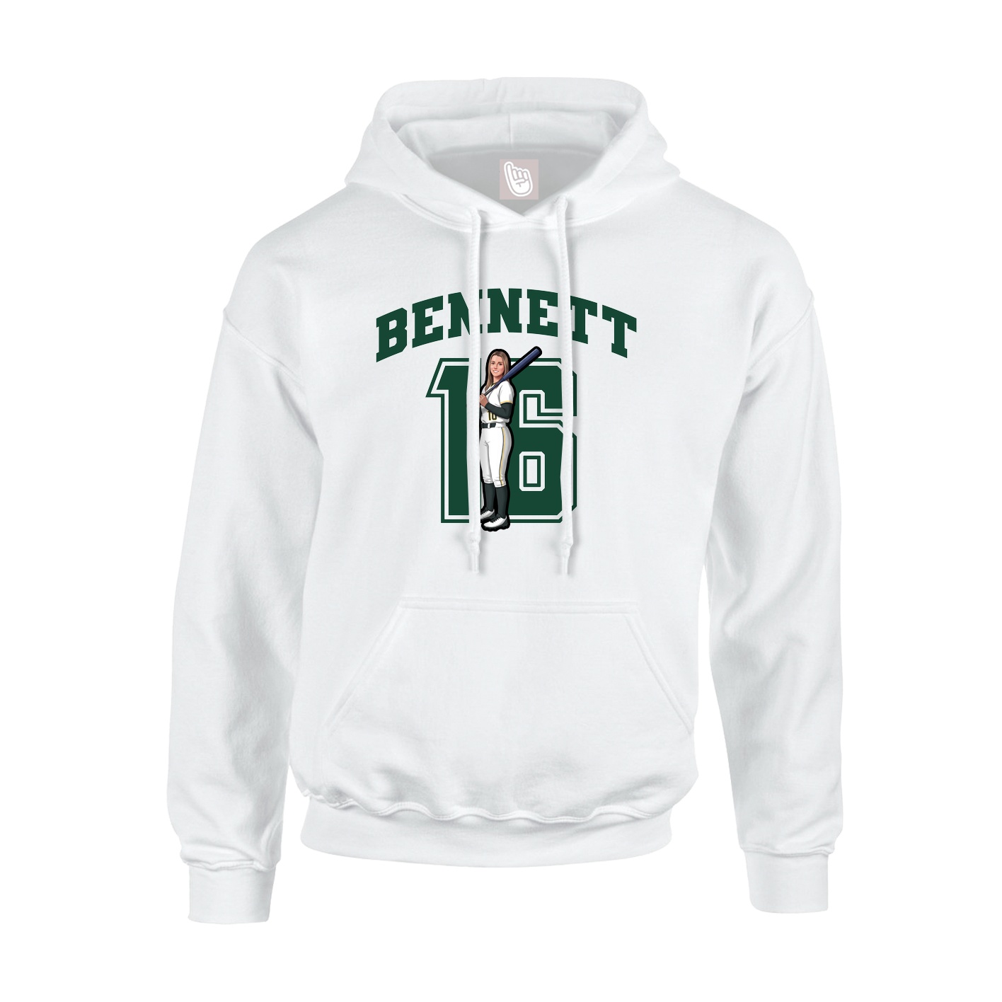 Hoodie — Number in White