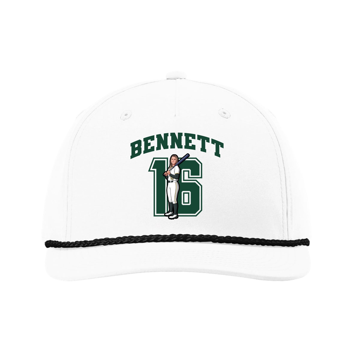 Five-Panel Classic Rope Cap — Number in White