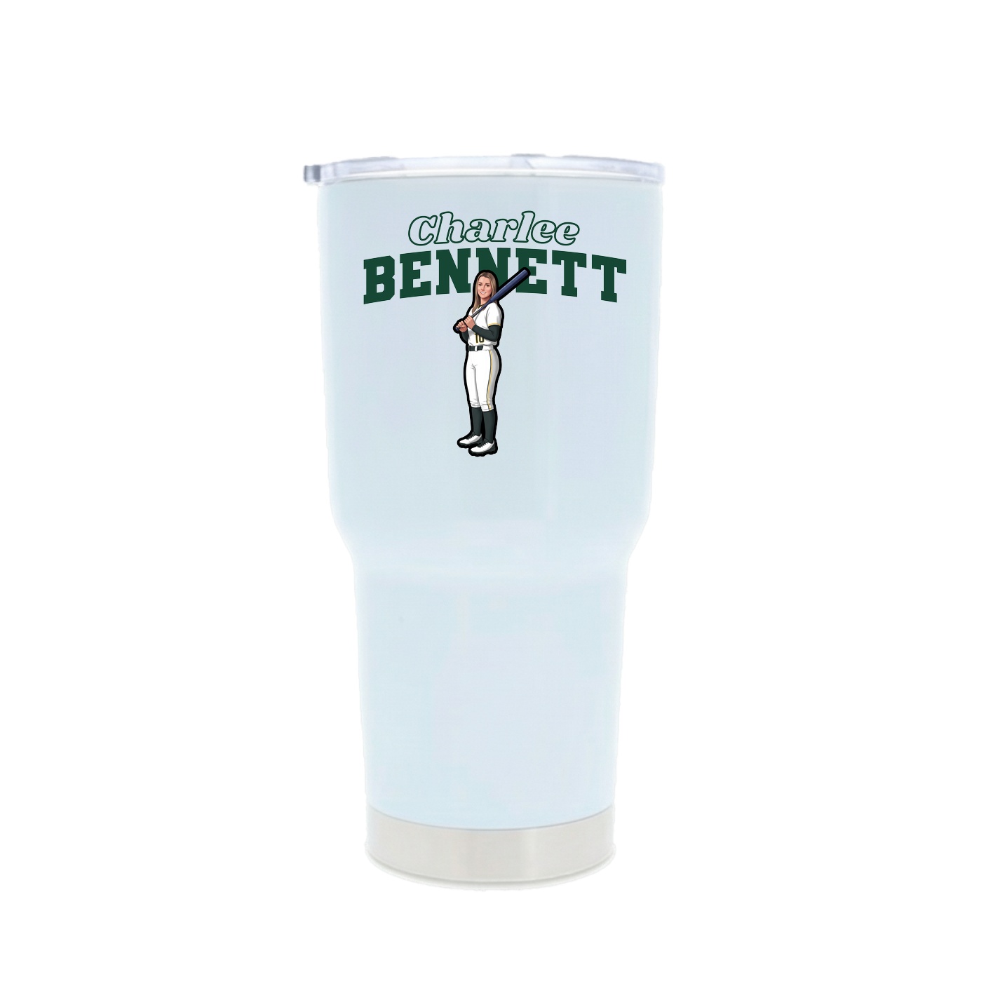 30oz Stainless Steel Tumbler — Name Arch in White