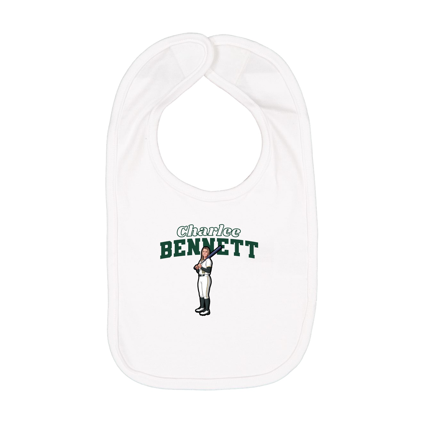 Infant Bib — Name Arch in White