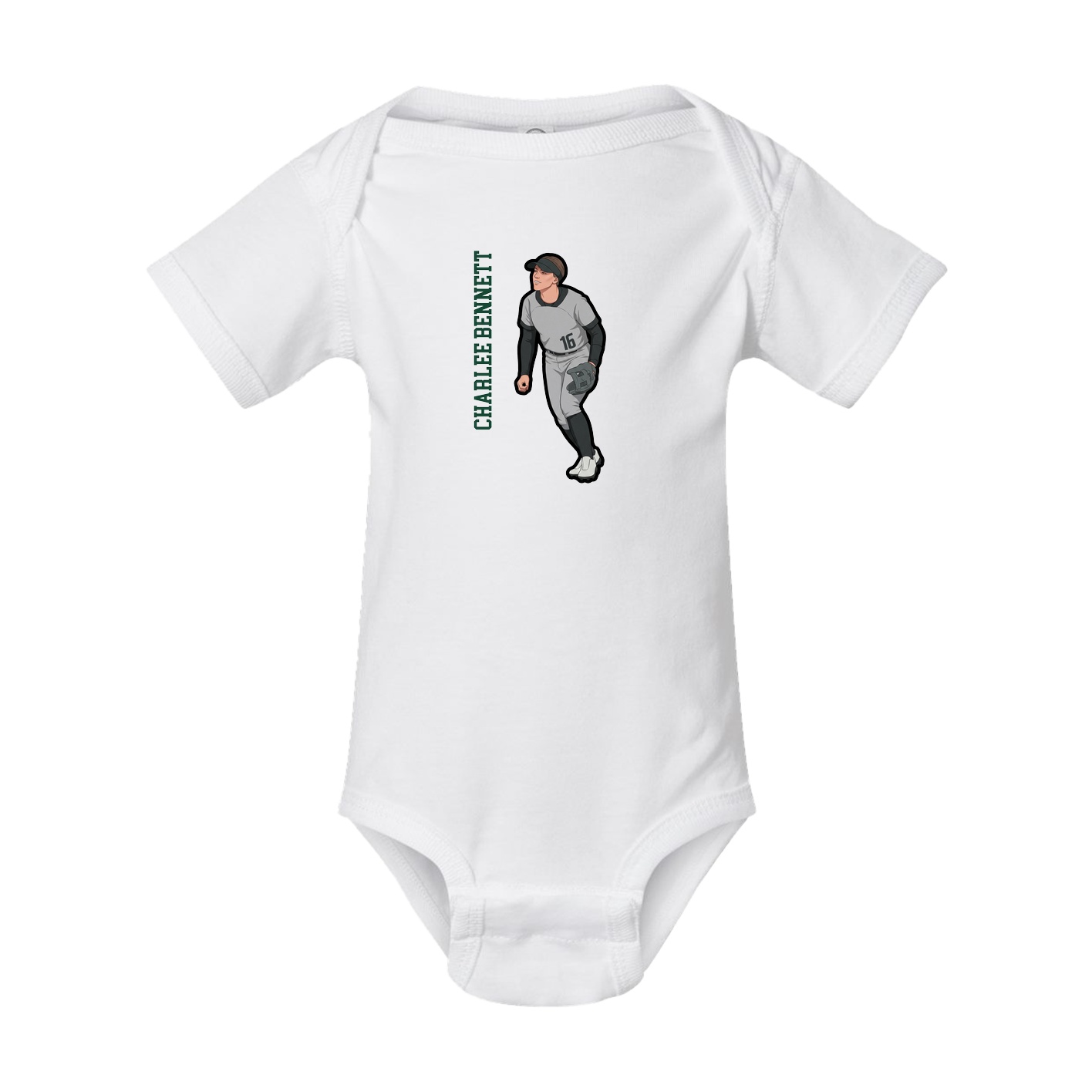 Baby Onesie — Name Vertical in White