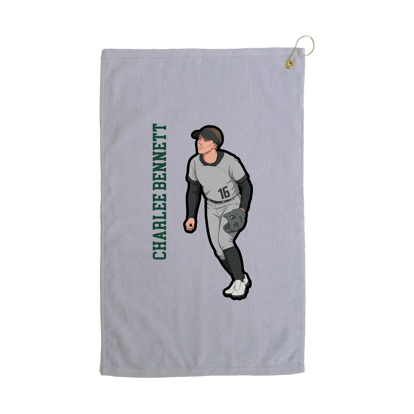 Golf Towel — Name Vertical in Grey