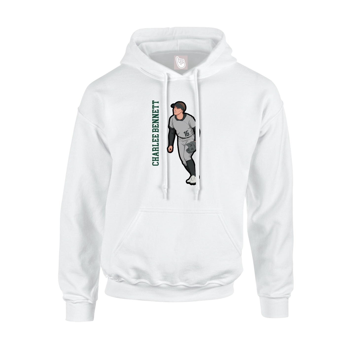 Youth Hoodie — Name Vertical in White