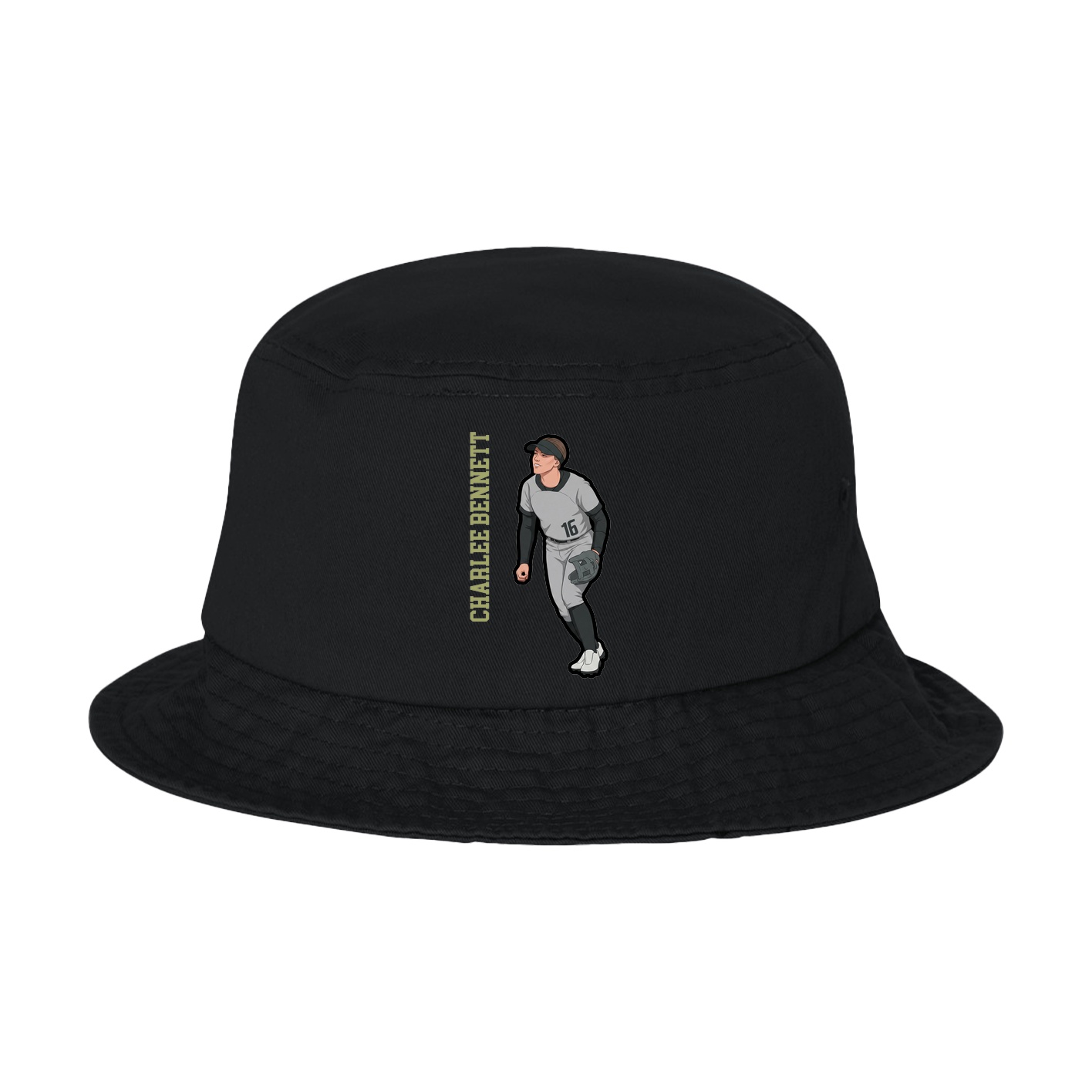 Bucket Cap — Name Vertical in Black